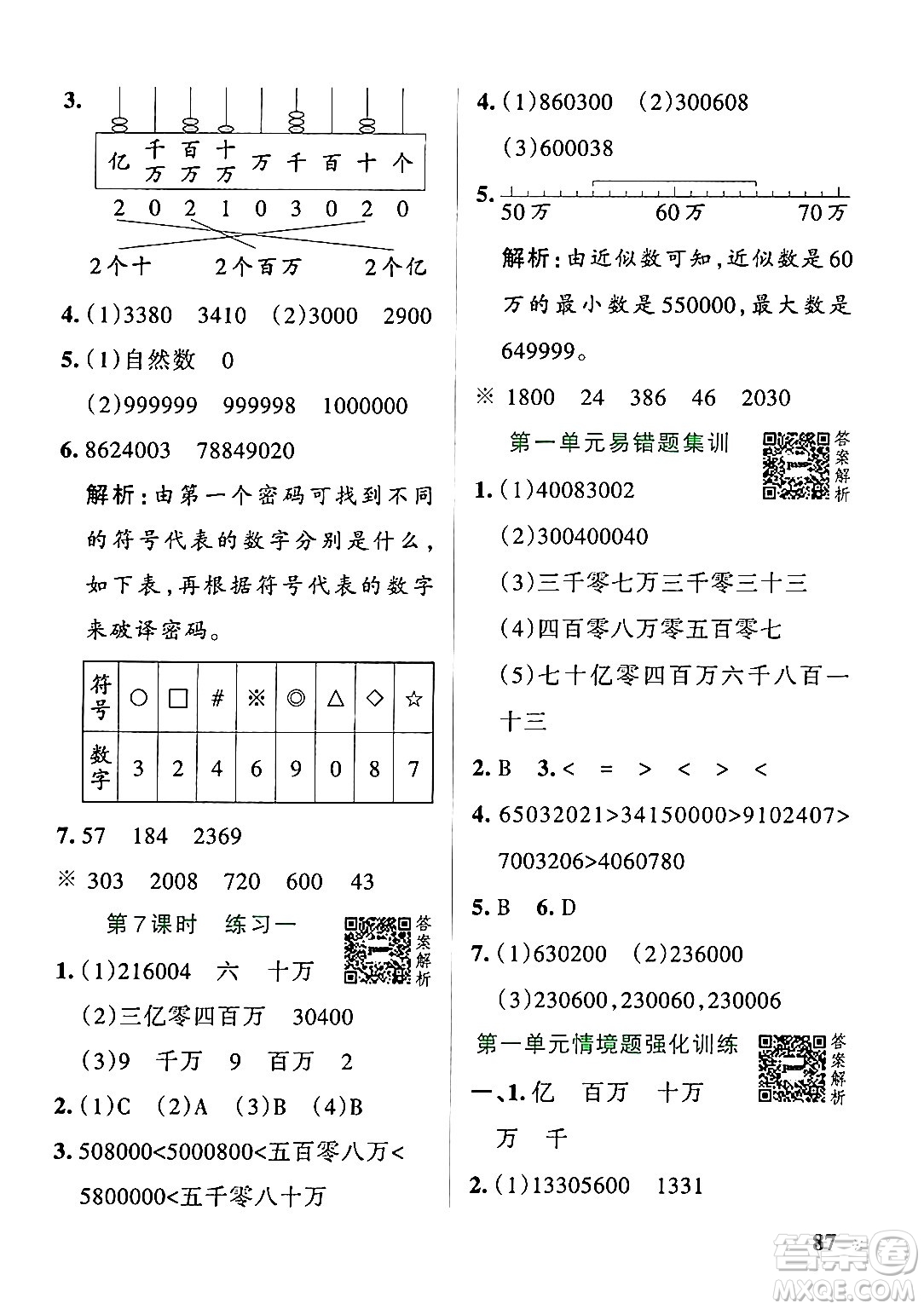 遼寧教育出版社2024年秋PASS小學(xué)學(xué)霸作業(yè)本四年級數(shù)學(xué)上冊北師大版答案