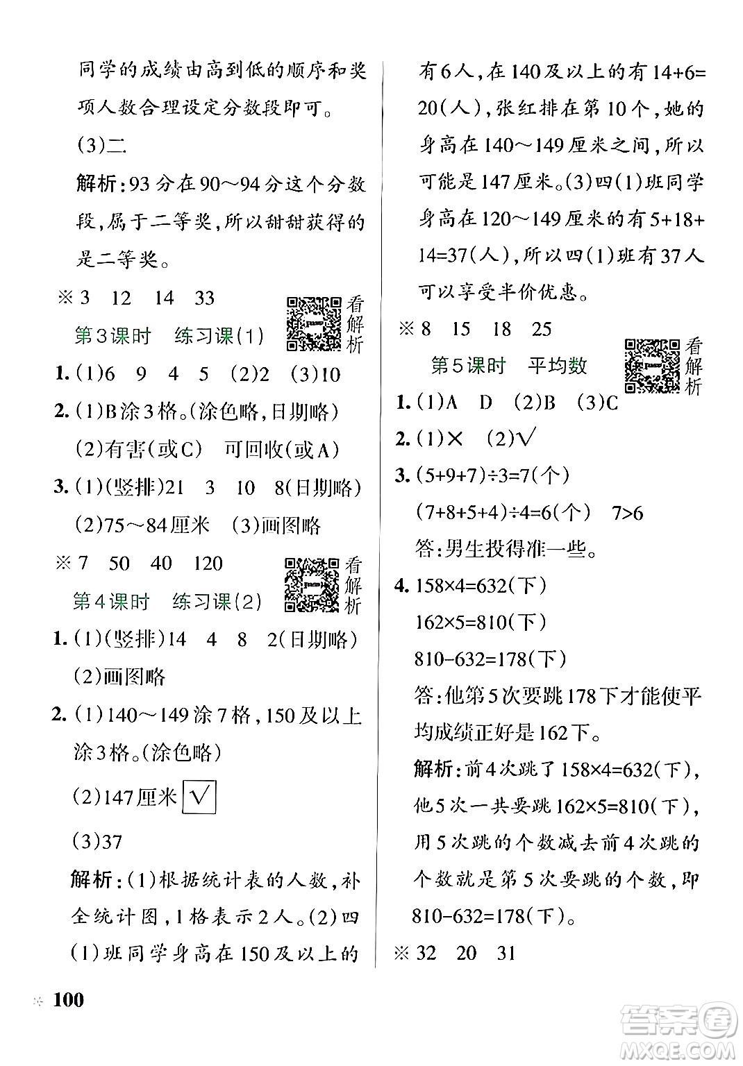 陜西師范大學出版總社有限公司2024年秋PASS小學學霸作業(yè)本四年級數(shù)學上冊蘇教版答案
