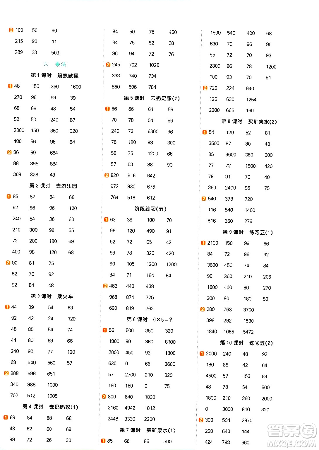 江西教育出版社2024年秋陽光同學計算小達人三年級數(shù)學上冊北師大版答案