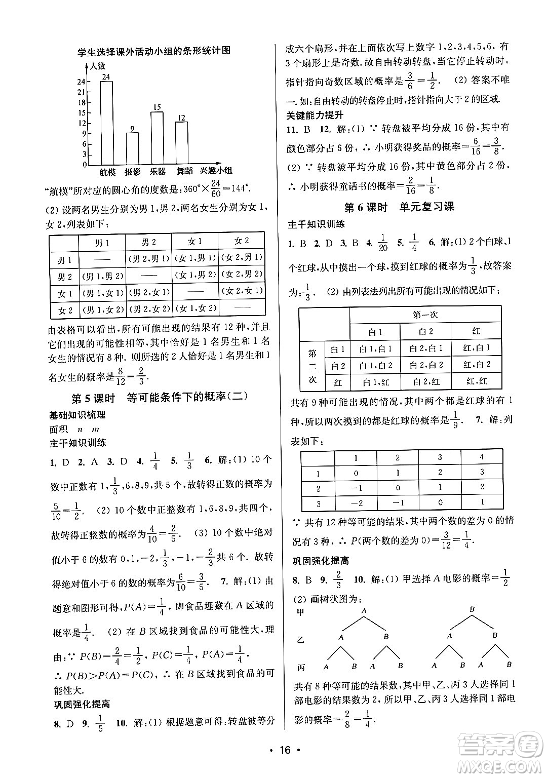 江蘇鳳凰美術出版社2024年秋創(chuàng)新課時作業(yè)本九年級數學上冊江蘇版答案