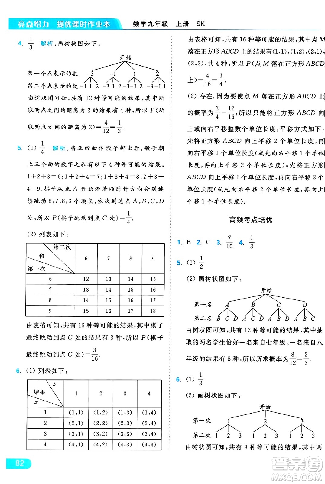 延邊教育出版社2024年秋亮點給力提優(yōu)課時作業(yè)本九年級數(shù)學上冊蘇科版答案