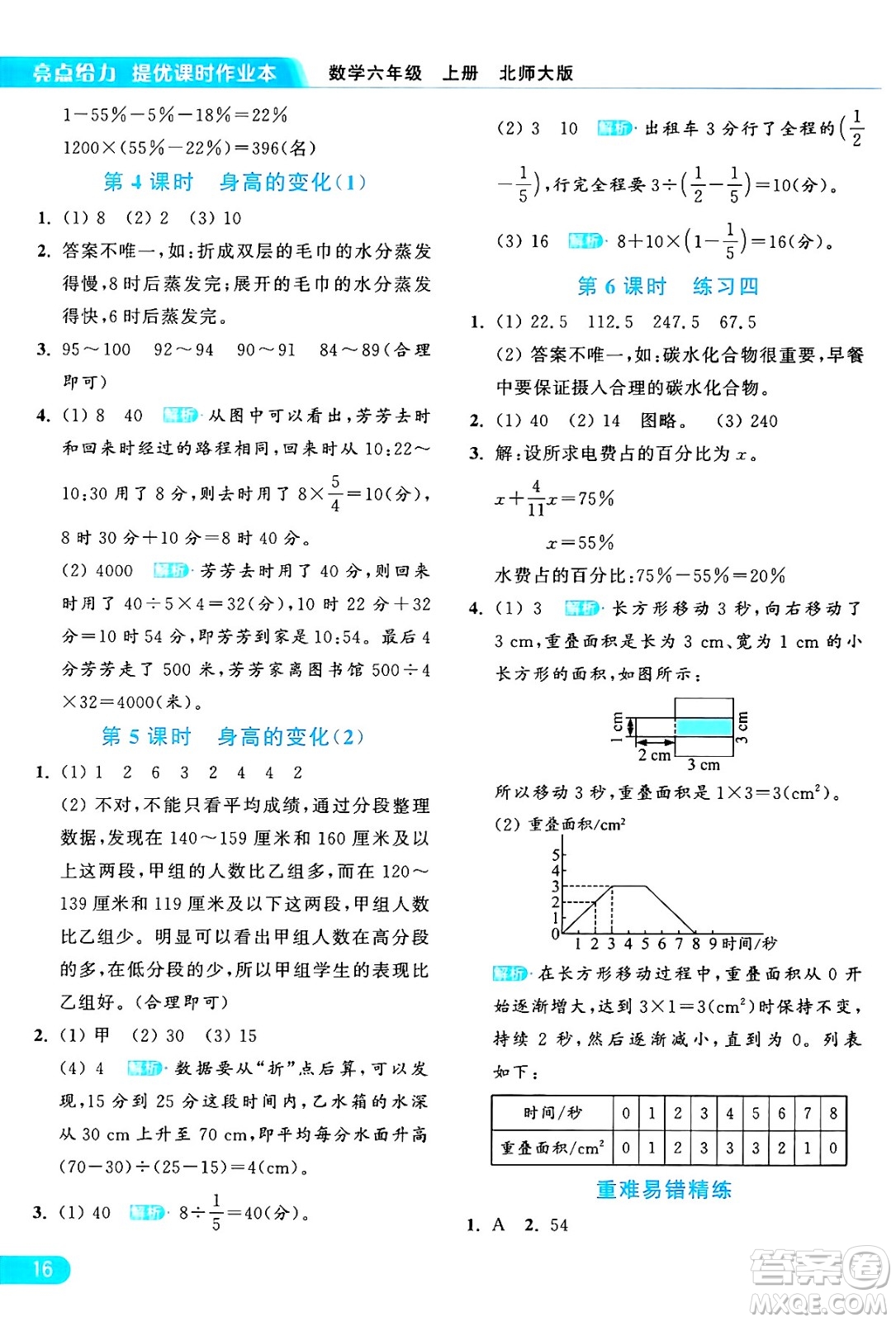 北京教育出版社2024年秋亮點給力提優(yōu)課時作業(yè)本六年級數(shù)學上冊北師大版答案