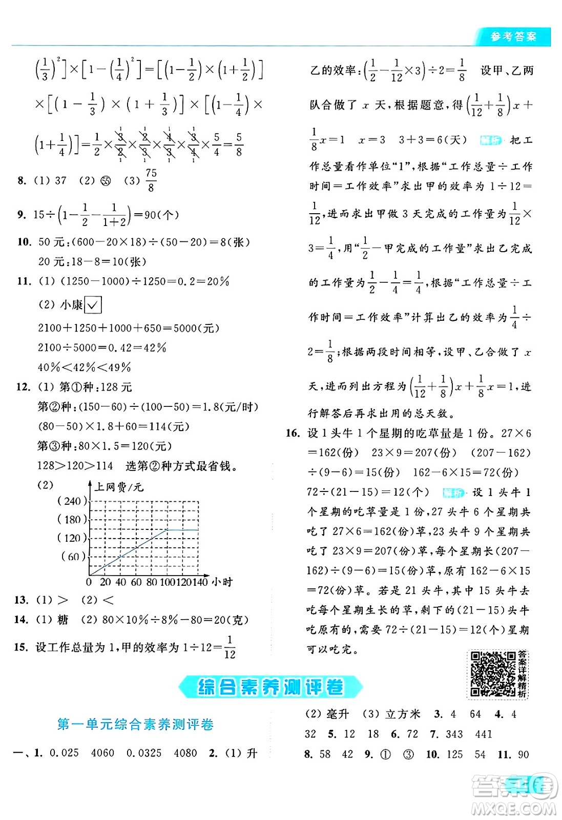 北京教育出版社2024年秋亮點(diǎn)給力提優(yōu)課時(shí)作業(yè)本六年級(jí)數(shù)學(xué)上冊(cè)江蘇版答案