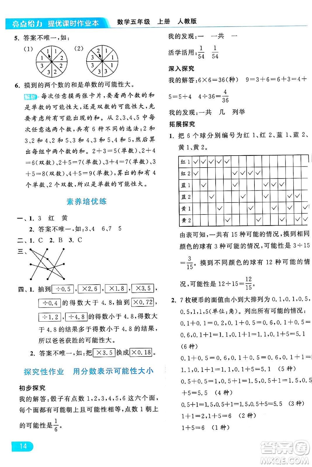 北京教育出版社2024年秋亮點給力提優(yōu)課時作業(yè)本五年級數(shù)學(xué)上冊人教版答案