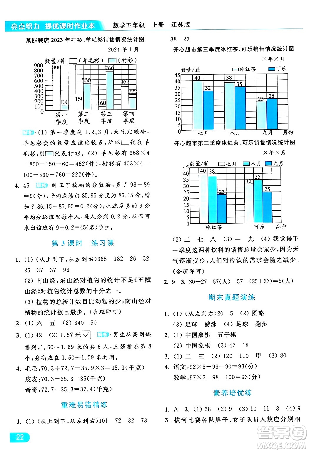 北京教育出版社2024年秋亮點(diǎn)給力提優(yōu)課時(shí)作業(yè)本五年級(jí)數(shù)學(xué)上冊(cè)江蘇版答案