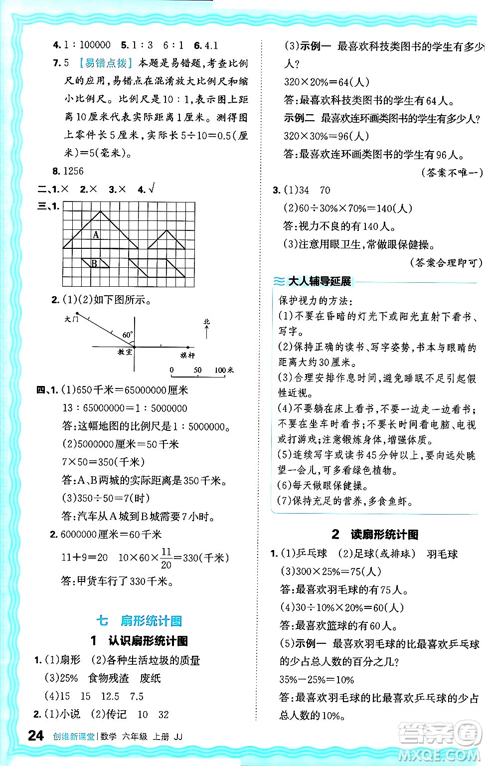 江西人民出版社2024年秋王朝霞創(chuàng)維新課堂六年級(jí)數(shù)學(xué)上冊(cè)冀教版答案