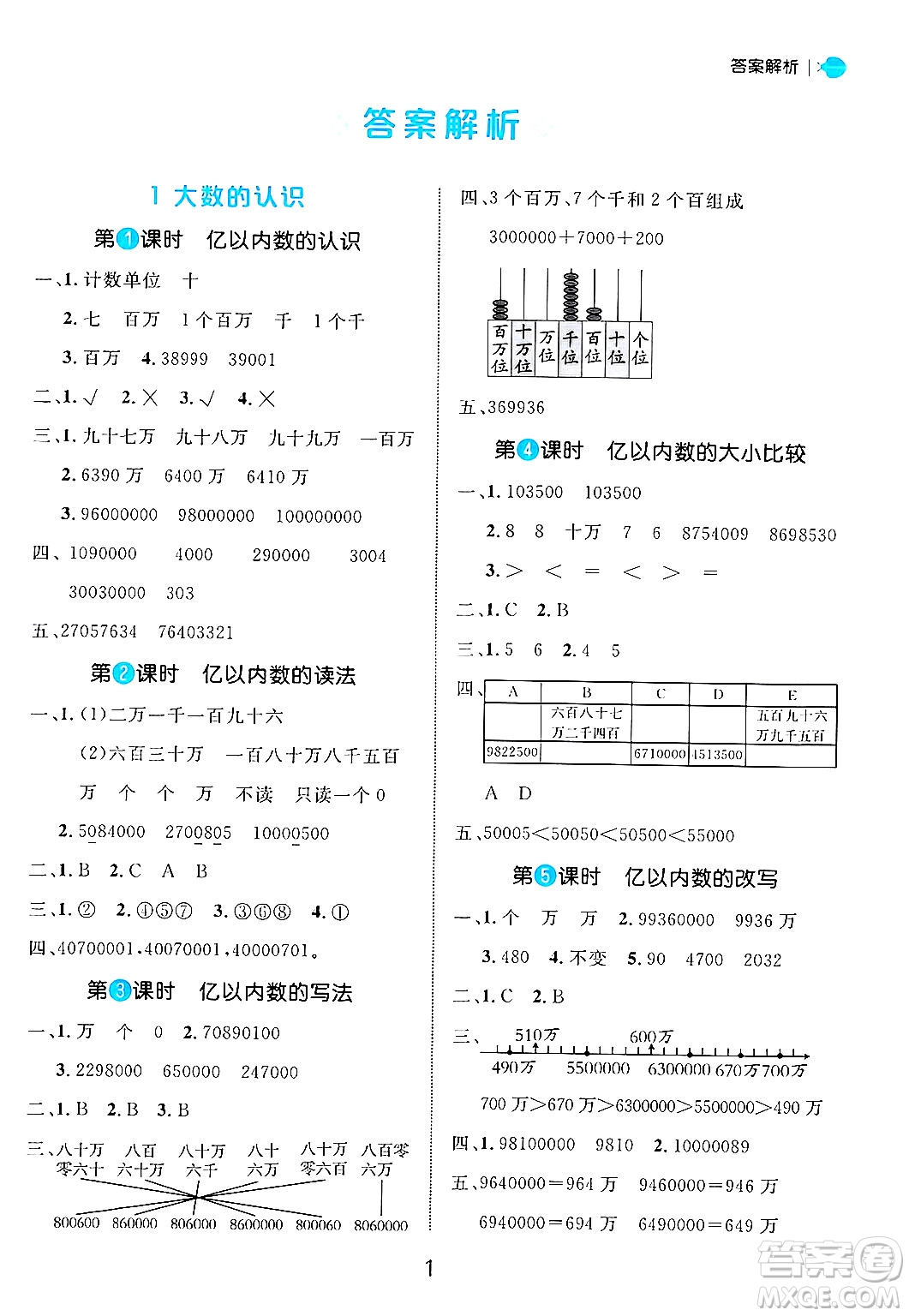 延邊大學(xué)出版社2024年秋細(xì)解巧練四年級數(shù)學(xué)上冊人教版答案