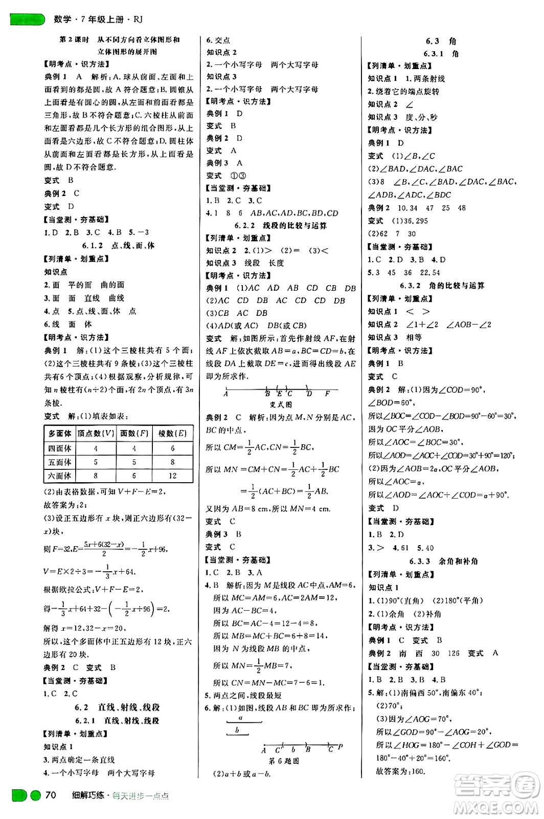 延邊大學(xué)出版社2024年秋細解巧練七年級數(shù)學(xué)上冊人教版答案