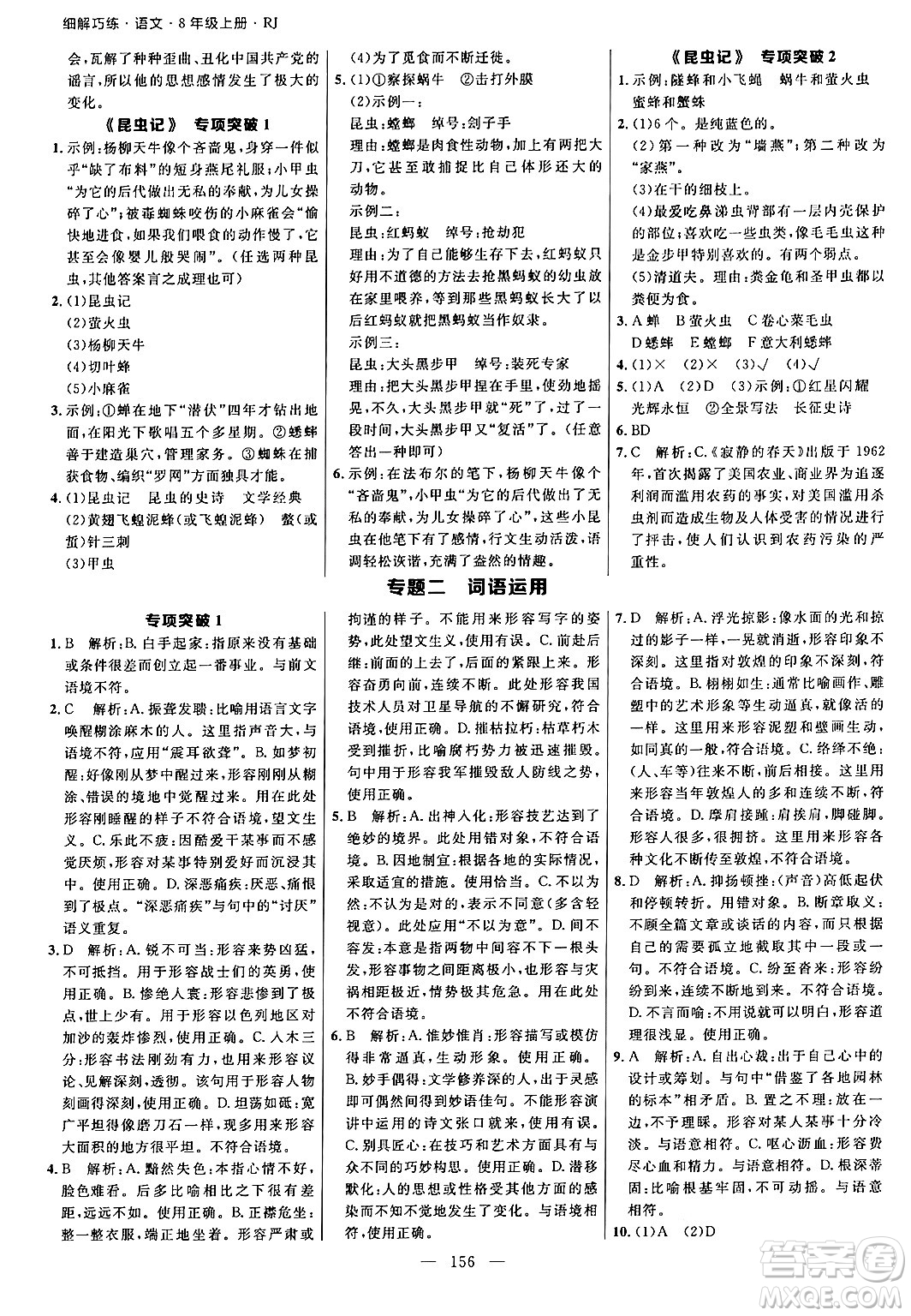 延邊大學(xué)出版社2024年秋細(xì)解巧練八年級(jí)語(yǔ)文上冊(cè)人教版答案