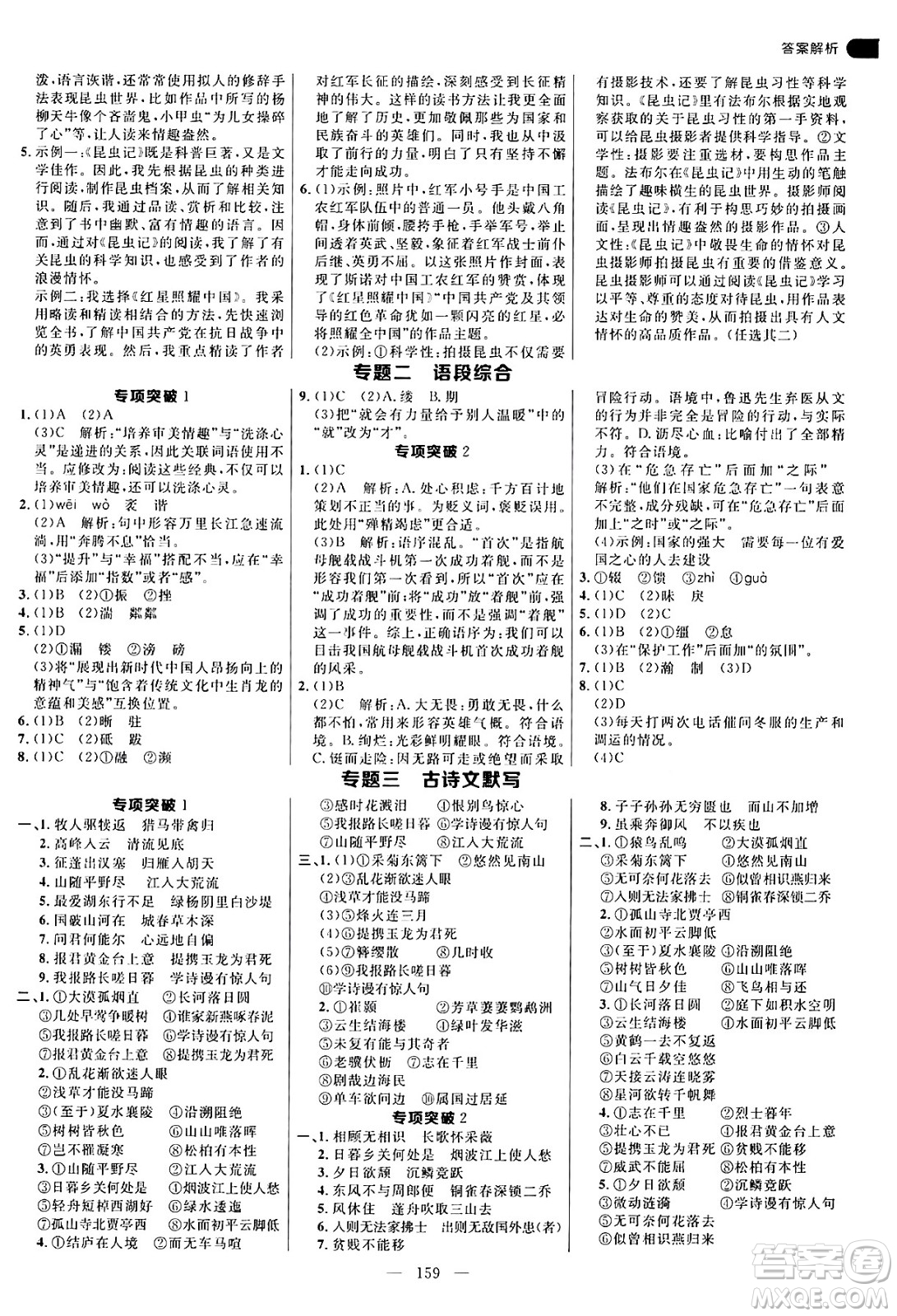 延邊大學出版社2024年秋細解巧練八年級語文上冊人教版河南專版答案