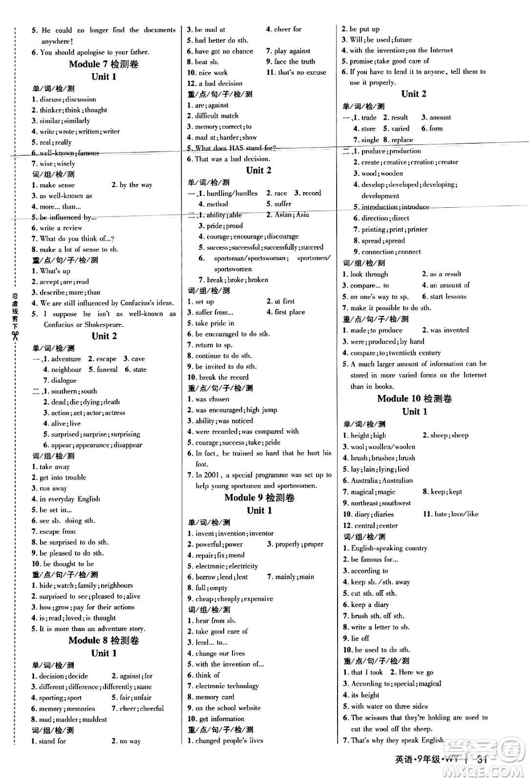 延邊大學(xué)出版社2024年秋細(xì)解巧練九年級(jí)英語(yǔ)上冊(cè)外研版答案
