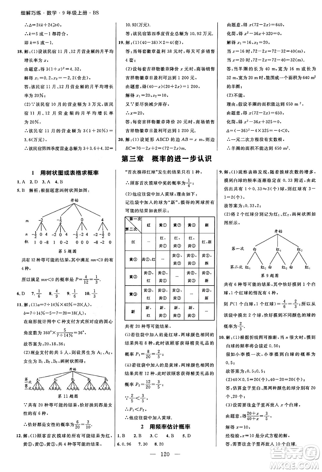 延邊大學(xué)出版社2024年秋細(xì)解巧練九年級數(shù)學(xué)上冊北師大版答案