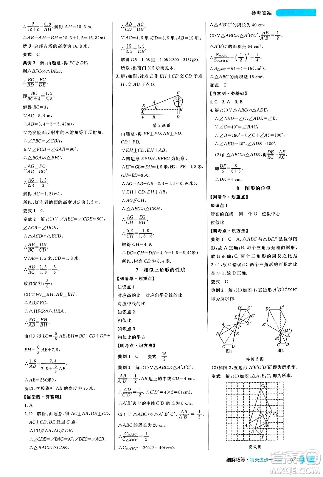 延邊大學(xué)出版社2024年秋細(xì)解巧練九年級數(shù)學(xué)上冊北師大版答案