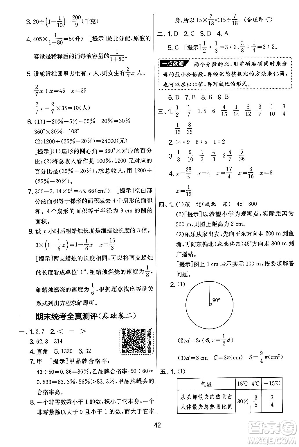 江蘇人民出版社2024年秋實驗班提優(yōu)大考卷六年級數(shù)學(xué)上冊人教版答案