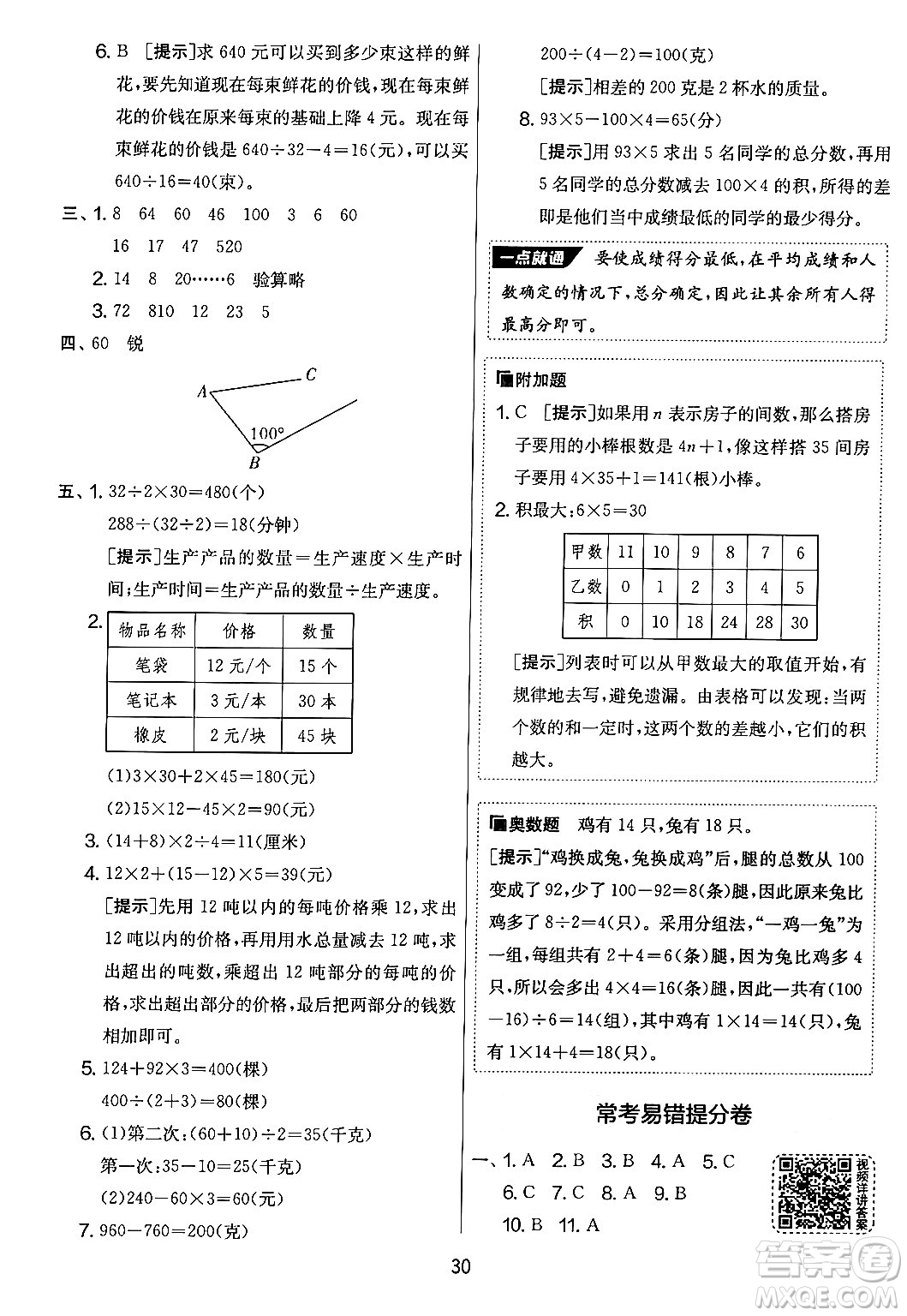 吉林教育出版社2024年秋實(shí)驗(yàn)班提優(yōu)大考卷四年級(jí)數(shù)學(xué)上冊(cè)蘇教版答案