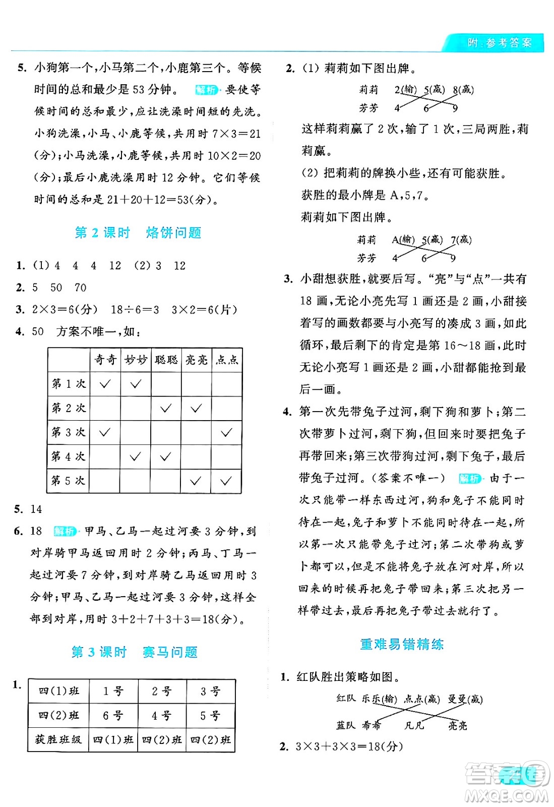 北京教育出版社2024年秋亮點給力提優(yōu)課時作業(yè)本四年級數(shù)學上冊人教版答案
