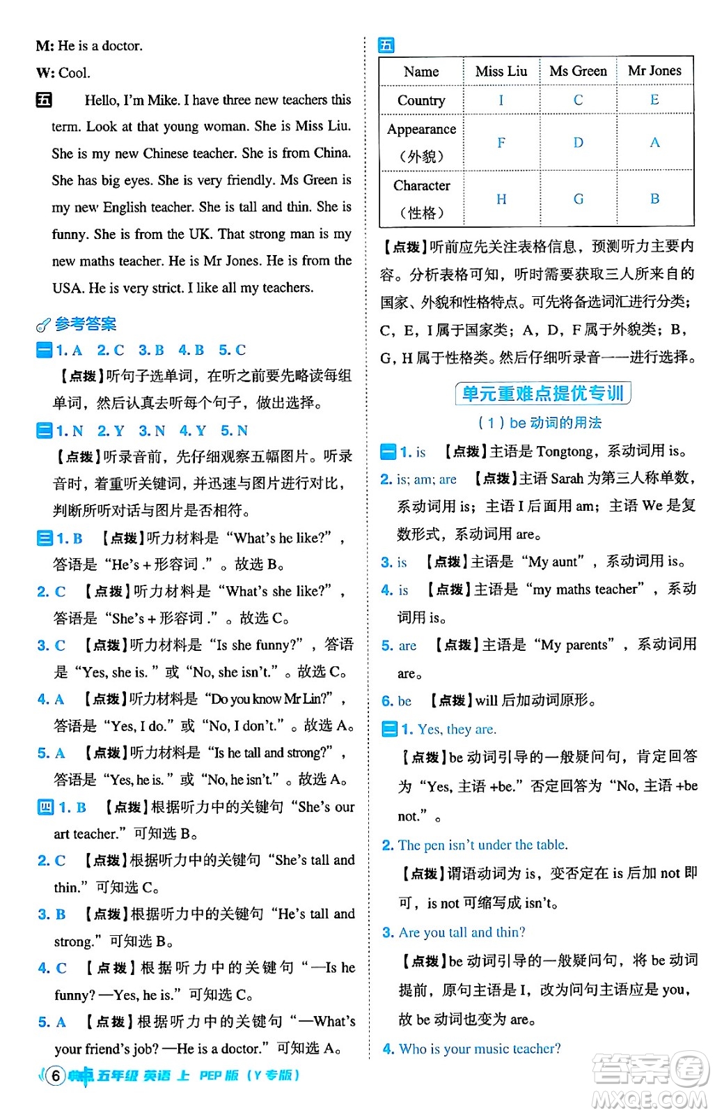 陜西師范大學(xué)出版總社有限公司2024年秋綜合應(yīng)用創(chuàng)新題典中點(diǎn)五年級(jí)英語上冊(cè)人教PEP版答案