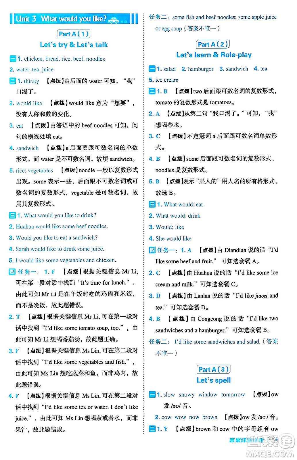 陜西師范大學(xué)出版總社有限公司2024年秋綜合應(yīng)用創(chuàng)新題典中點(diǎn)五年級(jí)英語上冊(cè)人教PEP版答案