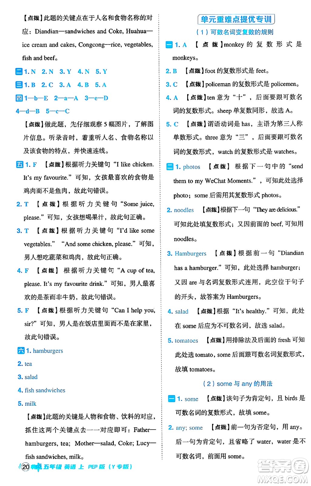 陜西師范大學(xué)出版總社有限公司2024年秋綜合應(yīng)用創(chuàng)新題典中點(diǎn)五年級(jí)英語上冊(cè)人教PEP版答案
