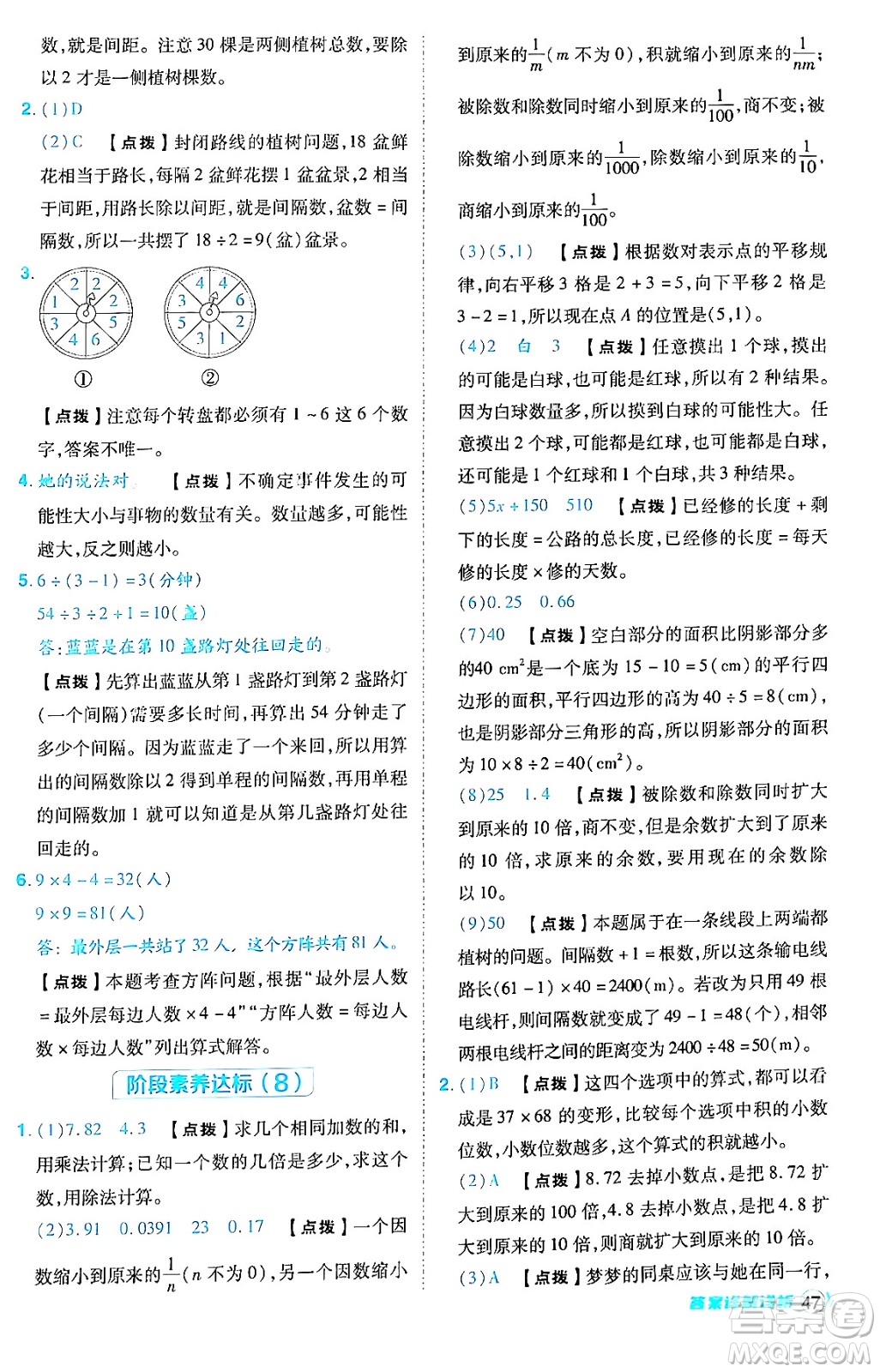 陜西師范大學(xué)出版總社有限公司2024年秋綜合應(yīng)用創(chuàng)新題典中點(diǎn)五年級數(shù)學(xué)上冊人教版答案
