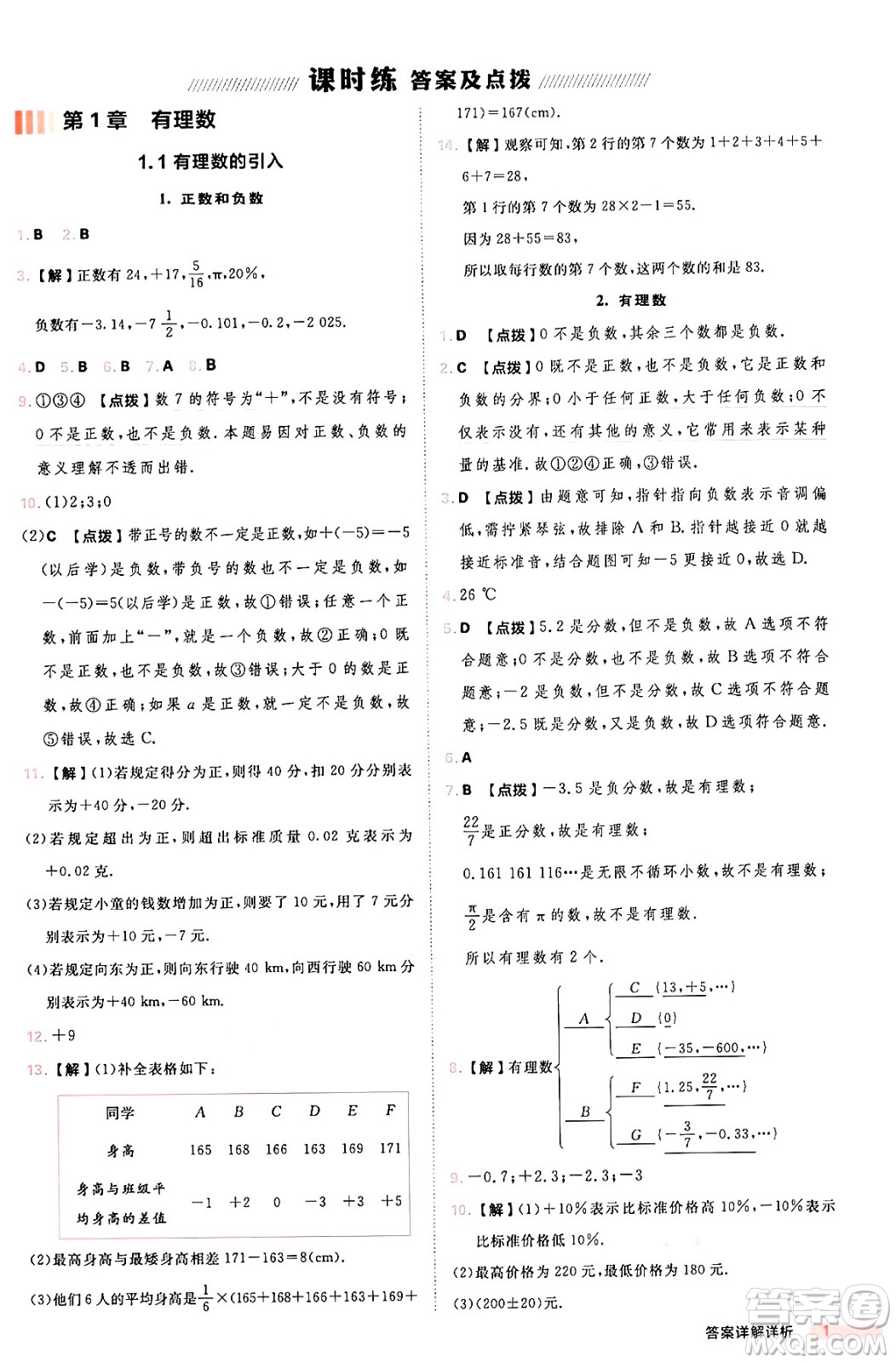 安徽教育出版社2024年秋綜合應(yīng)用創(chuàng)新題典中點(diǎn)七年級數(shù)學(xué)上冊華師版答案
