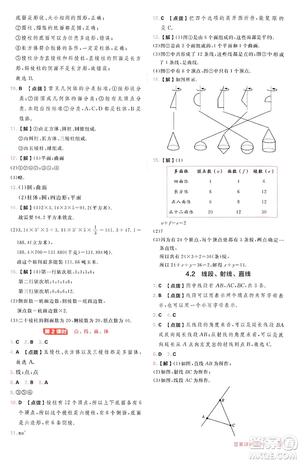 安徽教育出版社2024年秋綜合應(yīng)用創(chuàng)新題典中點(diǎn)七年級數(shù)學(xué)上冊滬科版安徽專版答案
