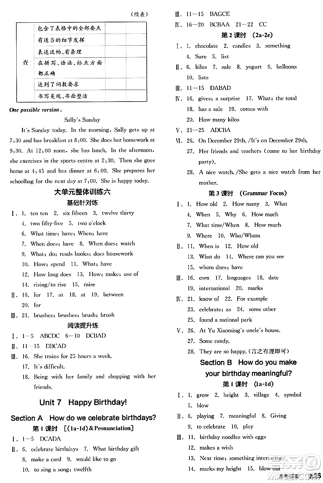 沈陽(yáng)出版社2024秋全品作業(yè)本七年級(jí)英語(yǔ)上冊(cè)人教版安徽專版答案