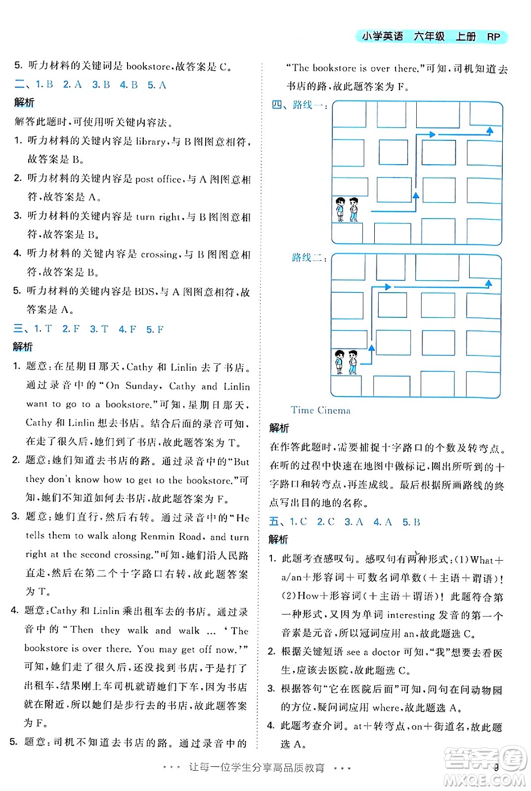 山東畫報(bào)出版社2024年秋53天天練六年級(jí)英語上冊(cè)人教PEP版答案