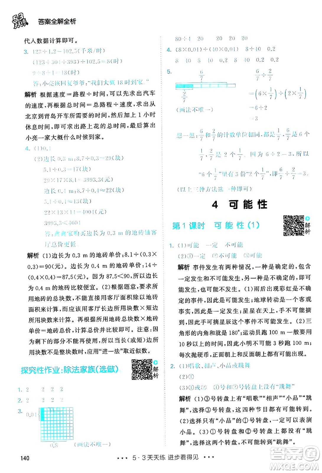 山東畫報(bào)出版社2024年秋53天天練五年級(jí)數(shù)學(xué)上冊(cè)人教版答案