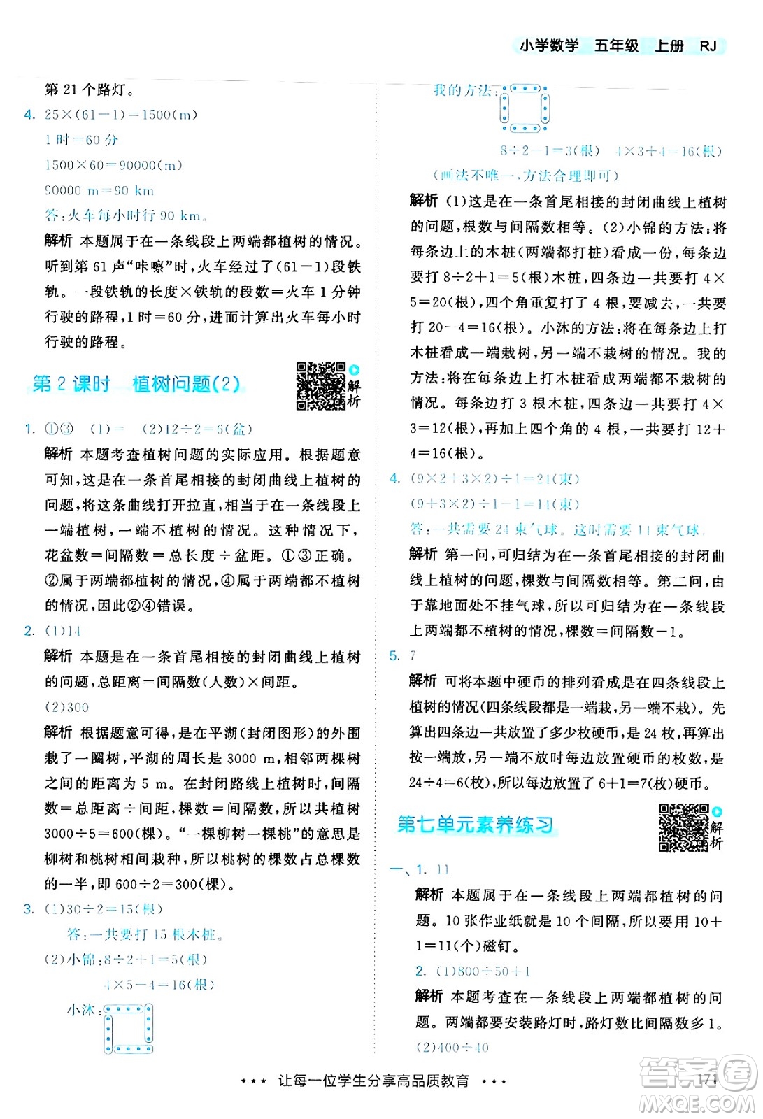 山東畫報(bào)出版社2024年秋53天天練五年級(jí)數(shù)學(xué)上冊(cè)人教版答案