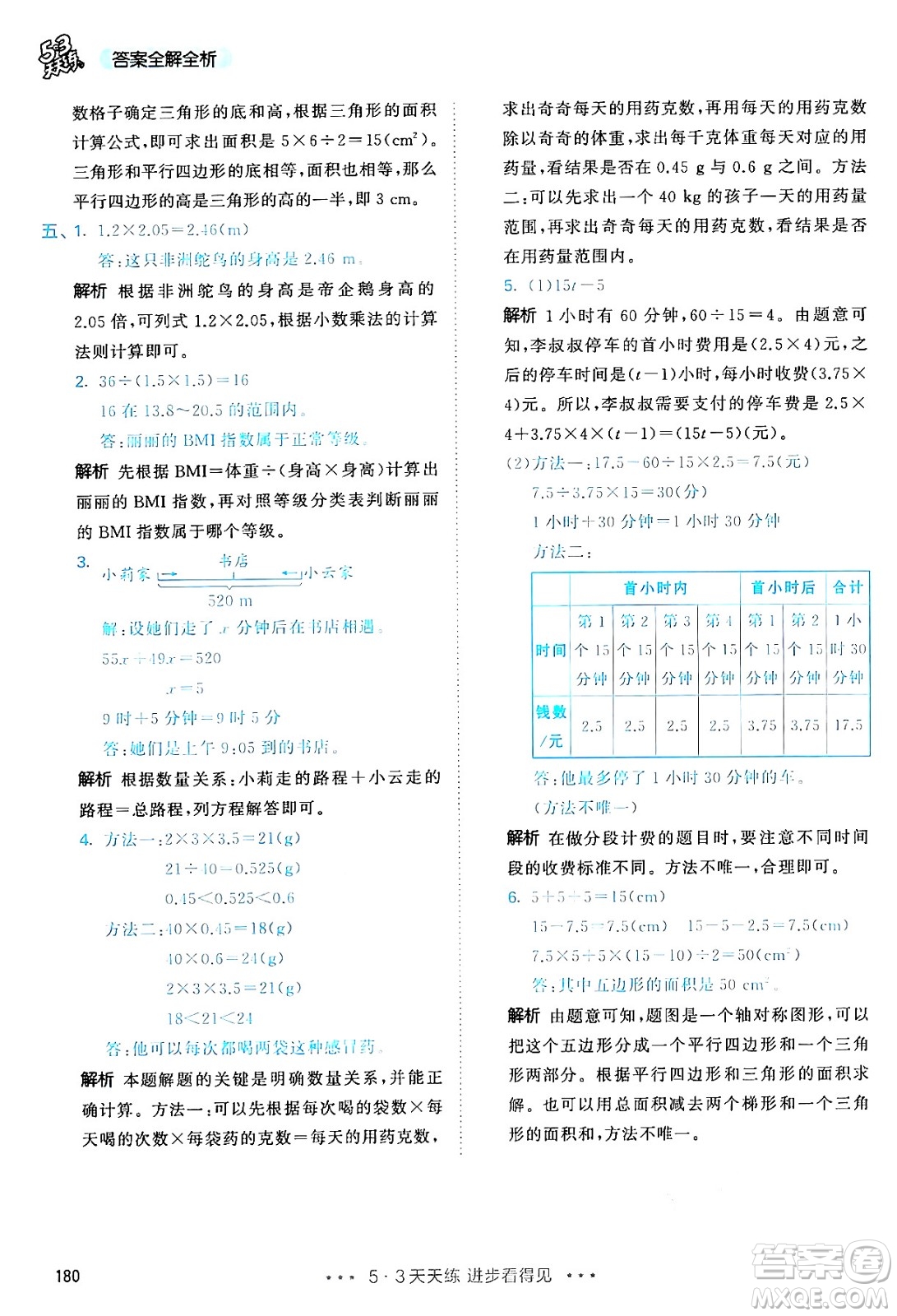 山東畫報(bào)出版社2024年秋53天天練五年級(jí)數(shù)學(xué)上冊(cè)人教版答案