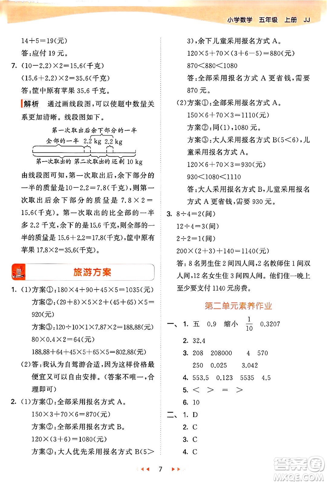 西安出版社2024年秋53天天練五年級數(shù)學(xué)上冊冀教版答案