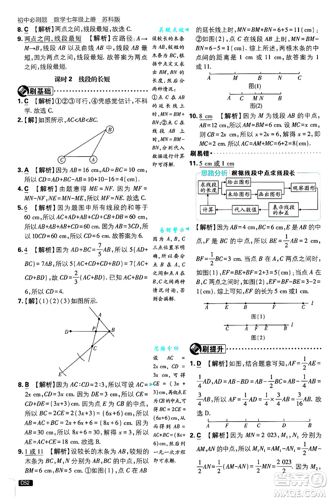 開明出版社2025屆初中必刷題拔尖提優(yōu)訓(xùn)練七年級(jí)數(shù)學(xué)上冊(cè)蘇科版答案