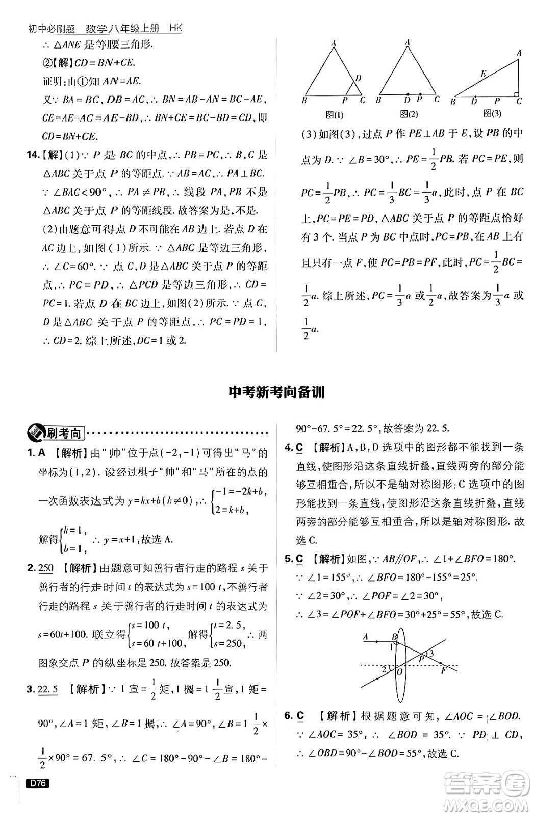 開明出版社2025屆初中必刷題拔尖提優(yōu)訓(xùn)練八年級(jí)數(shù)學(xué)上冊(cè)滬科版答案