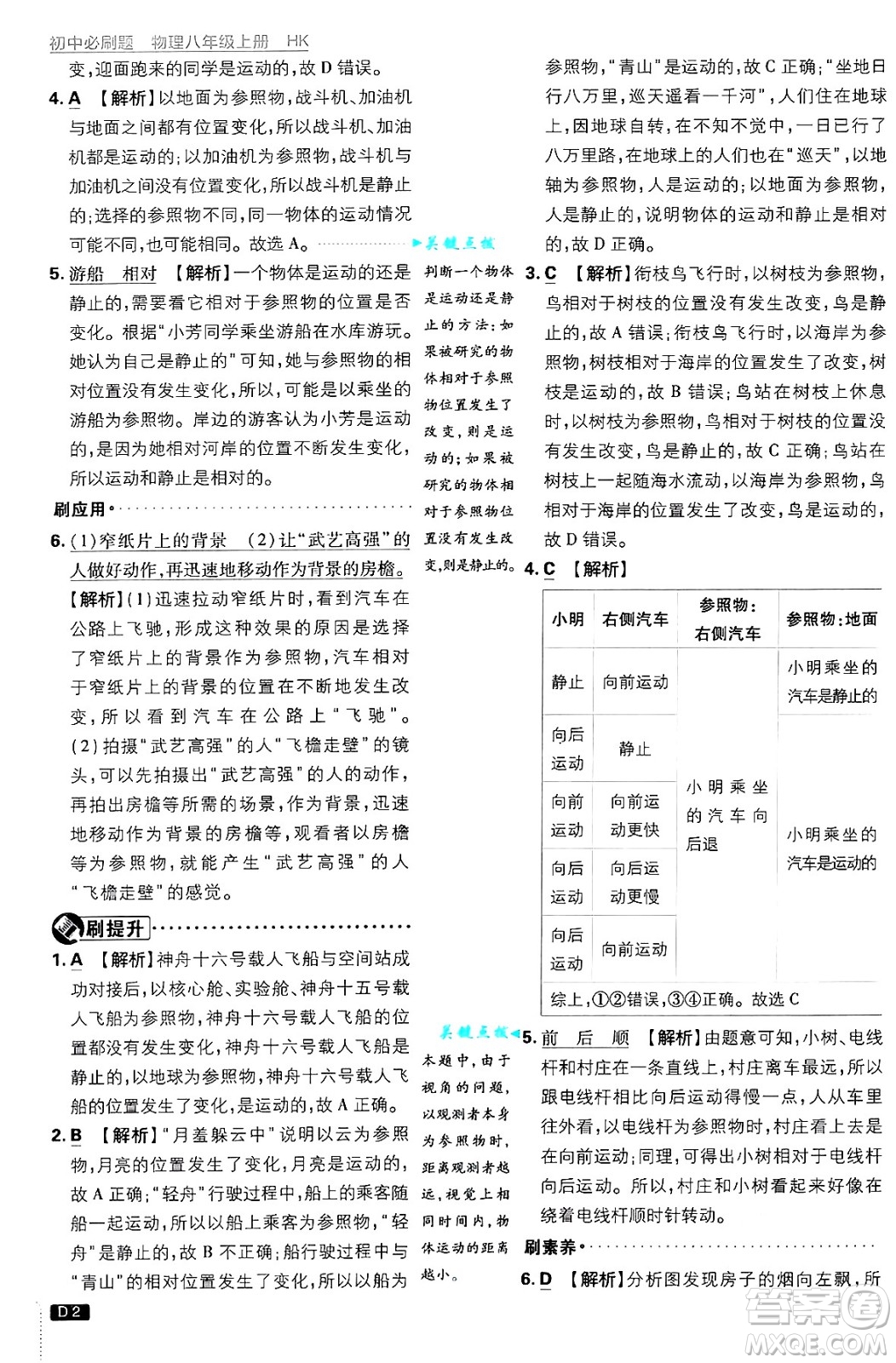 開明出版社2025屆初中必刷題拔尖提優(yōu)訓(xùn)練八年級(jí)物理上冊(cè)滬科版答案