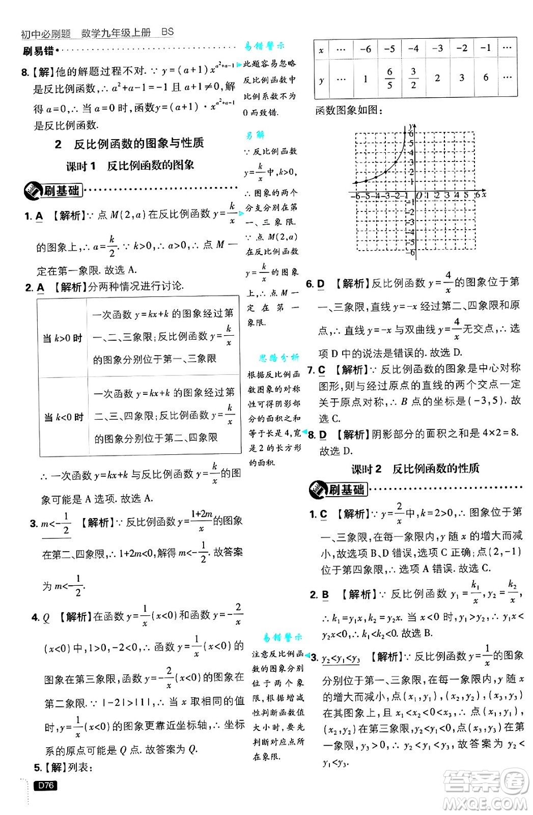 開明出版社2025屆初中必刷題拔尖提優(yōu)訓練九年級數(shù)學上冊北師大版答案