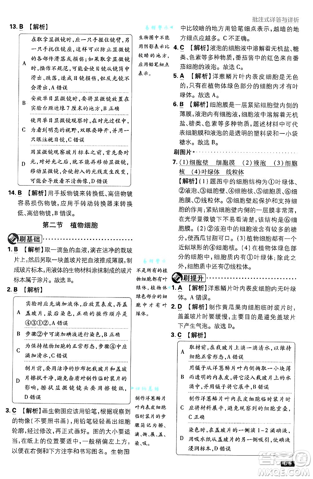 開明出版社2025屆初中必刷題拔尖提優(yōu)訓(xùn)練七年級(jí)生物上冊(cè)人教版答案