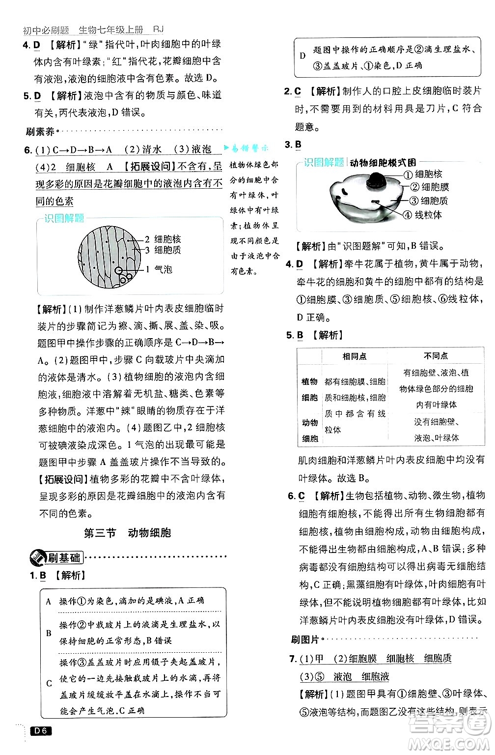 開明出版社2025屆初中必刷題拔尖提優(yōu)訓(xùn)練七年級(jí)生物上冊(cè)人教版答案