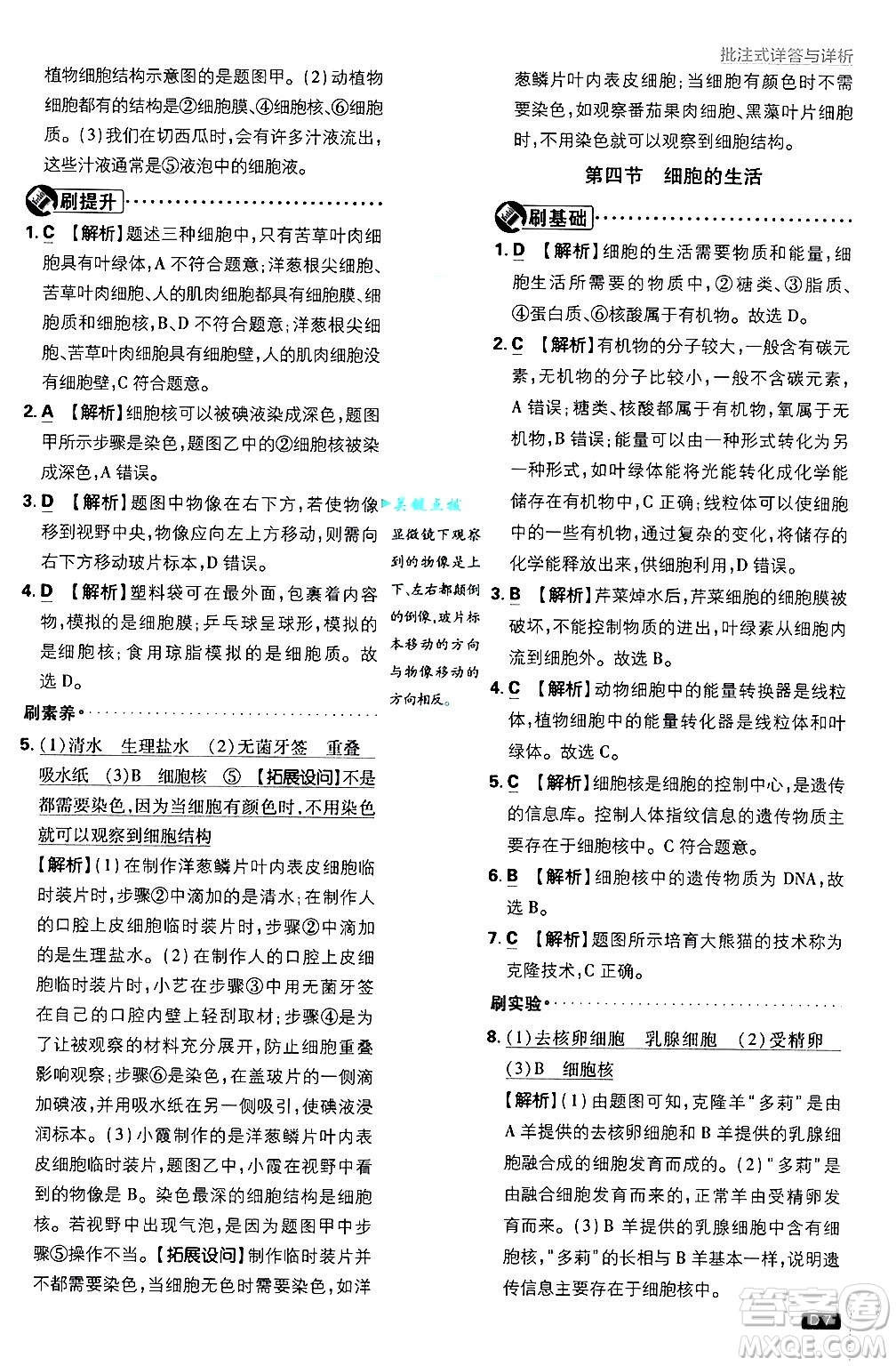 開明出版社2025屆初中必刷題拔尖提優(yōu)訓(xùn)練七年級(jí)生物上冊(cè)人教版答案
