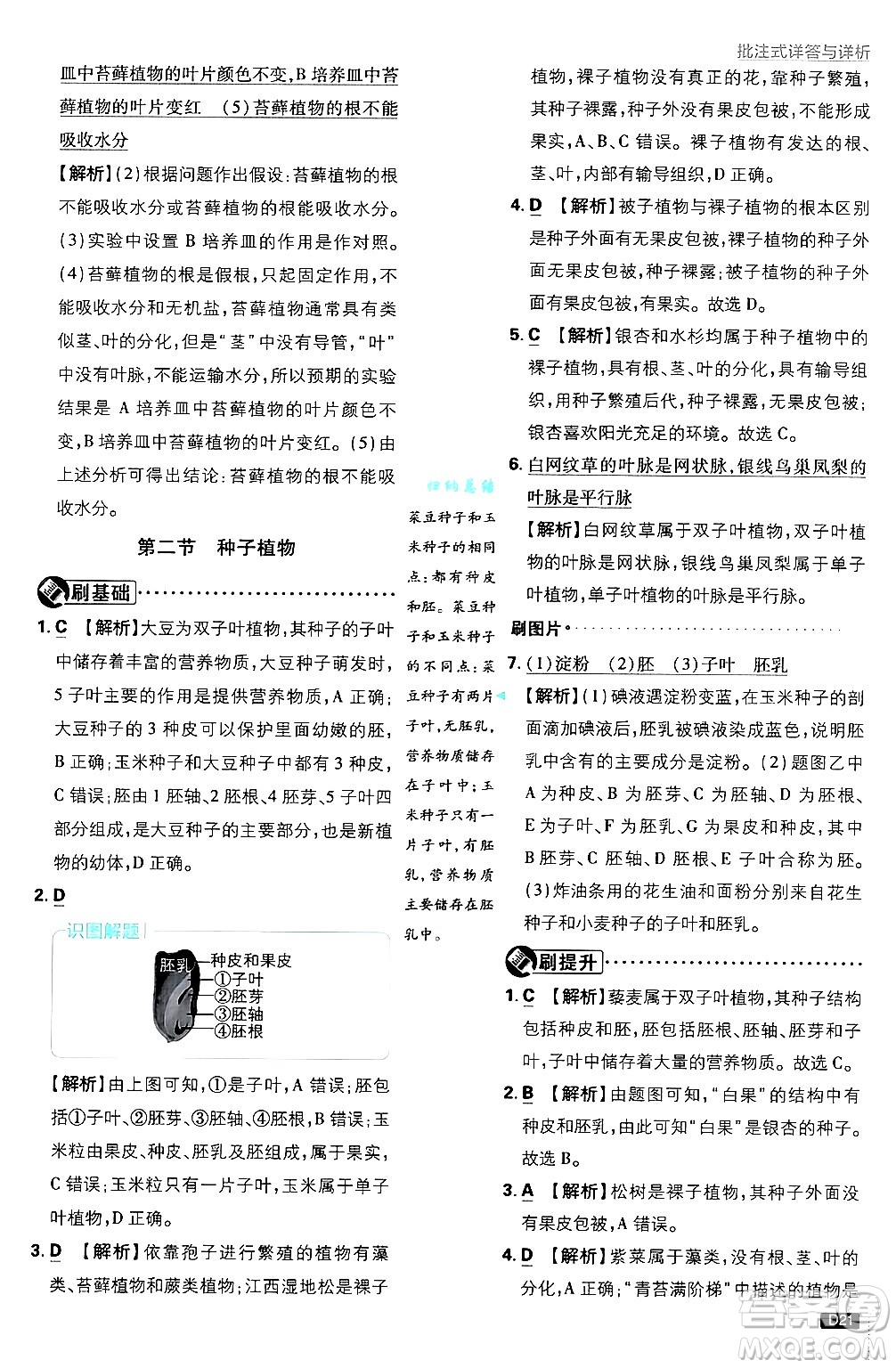 開明出版社2025屆初中必刷題拔尖提優(yōu)訓(xùn)練七年級(jí)生物上冊(cè)人教版答案