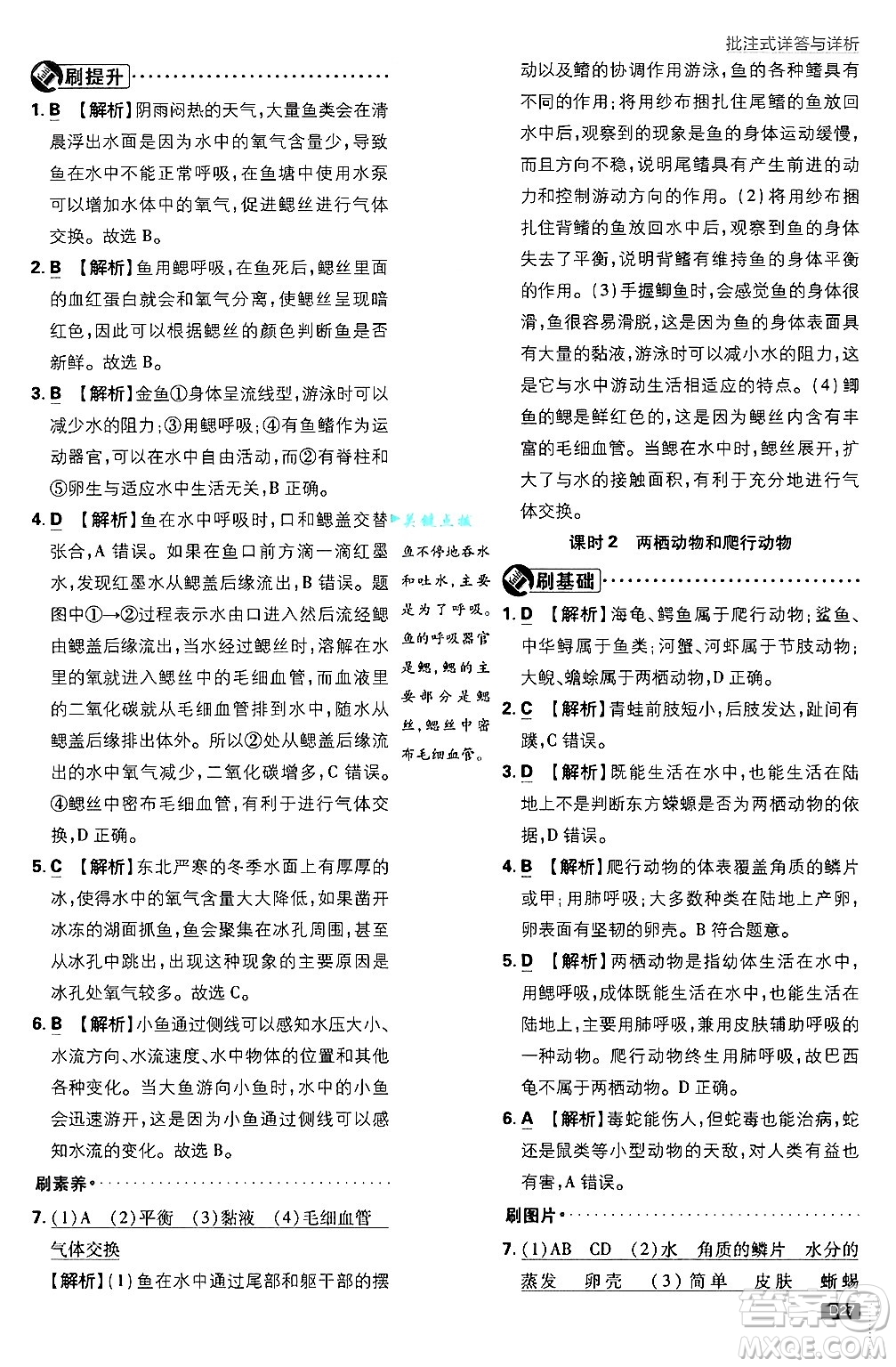 開明出版社2025屆初中必刷題拔尖提優(yōu)訓(xùn)練七年級(jí)生物上冊(cè)人教版答案