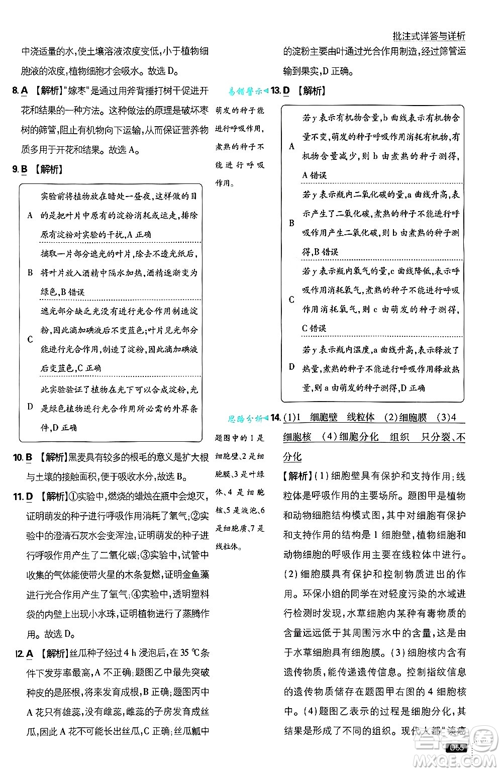 開明出版社2025屆初中必刷題拔尖提優(yōu)訓(xùn)練七年級生物上冊北師大版答案