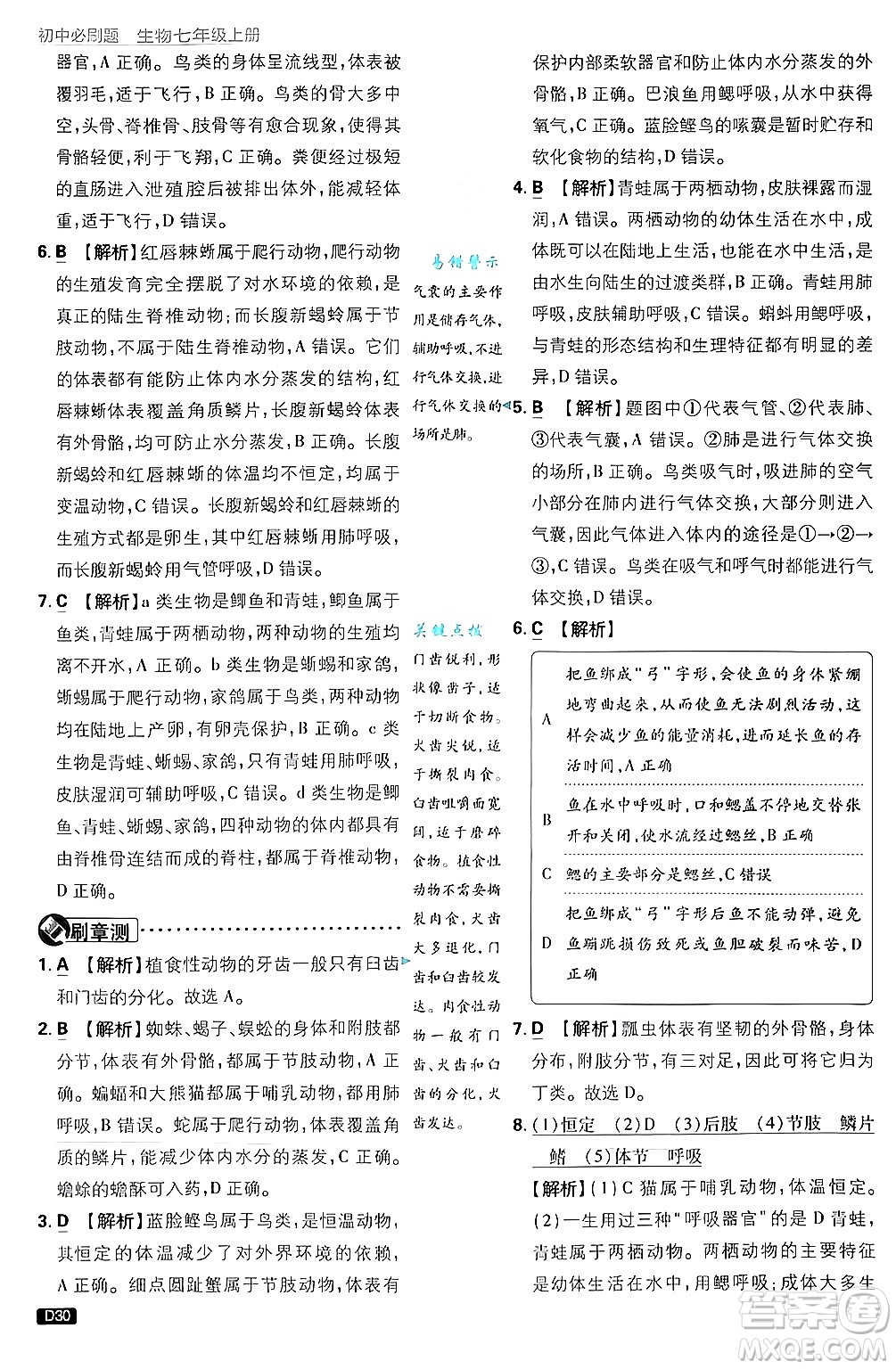開(kāi)明出版社2025屆初中必刷題拔尖提優(yōu)訓(xùn)練七年級(jí)生物上冊(cè)濟(jì)南版答案