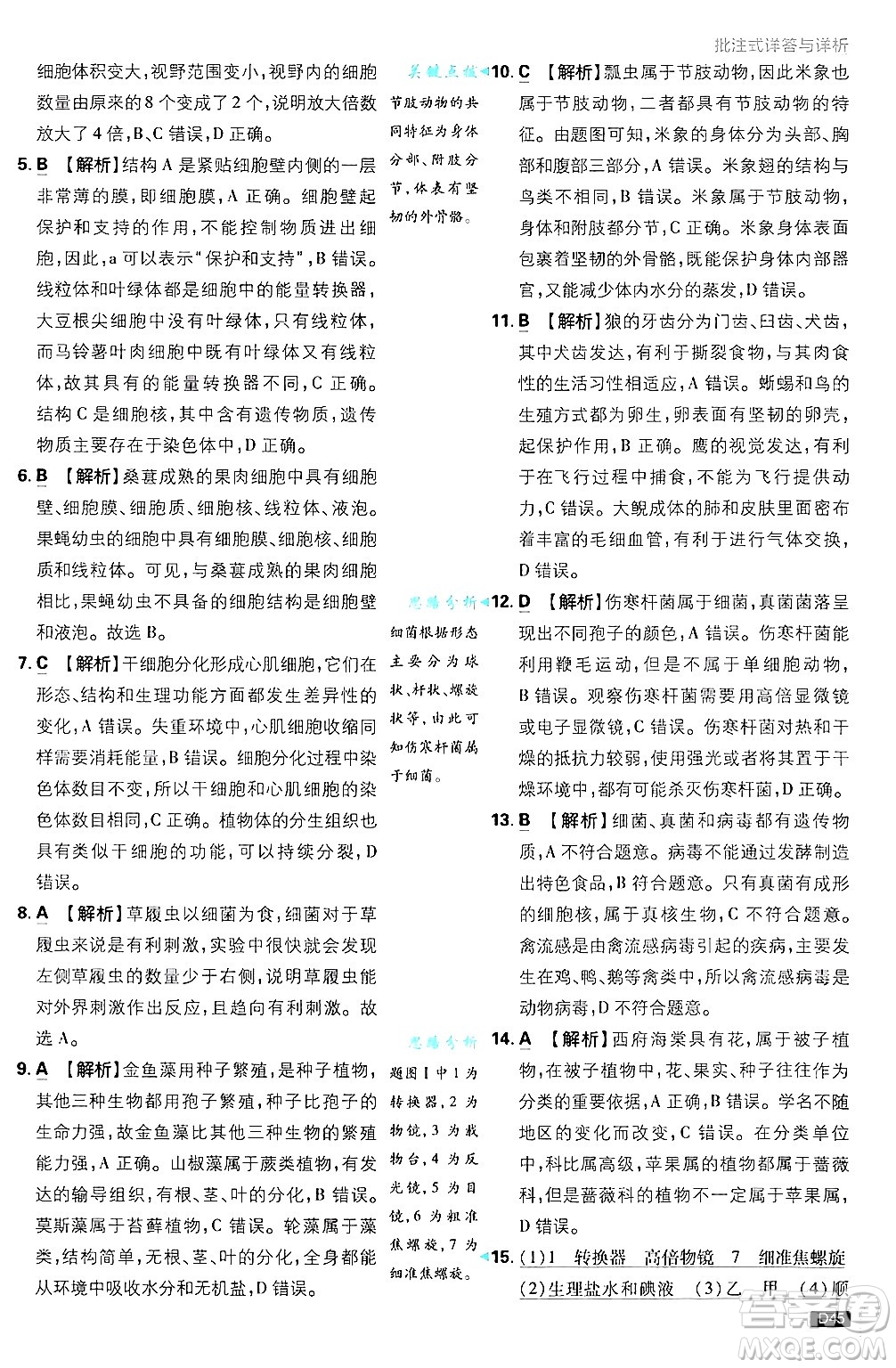 開(kāi)明出版社2025屆初中必刷題拔尖提優(yōu)訓(xùn)練七年級(jí)生物上冊(cè)濟(jì)南版答案