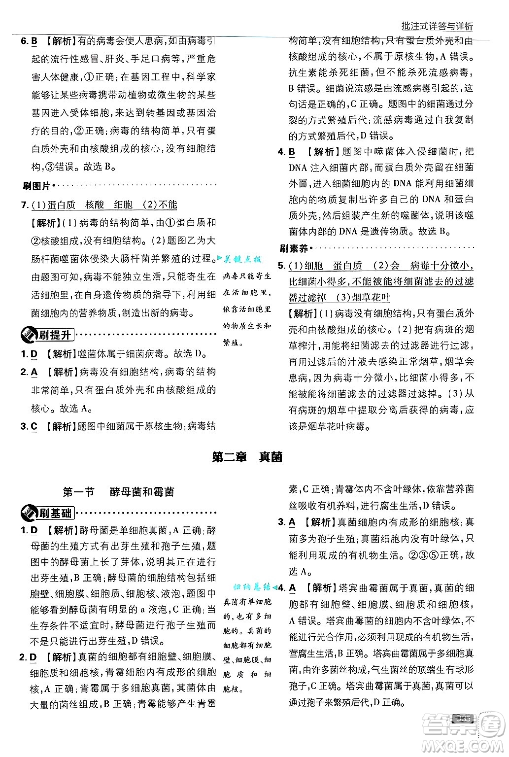 開明出版社2025屆初中必刷題拔尖提優(yōu)訓練八年級生物上冊冀少版答案