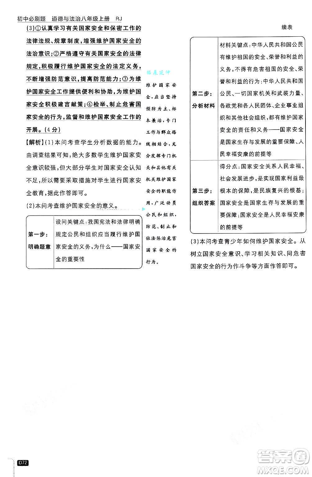開明出版社2025屆初中必刷題拔尖提優(yōu)訓(xùn)練八年級道德與法治上冊人教版答案