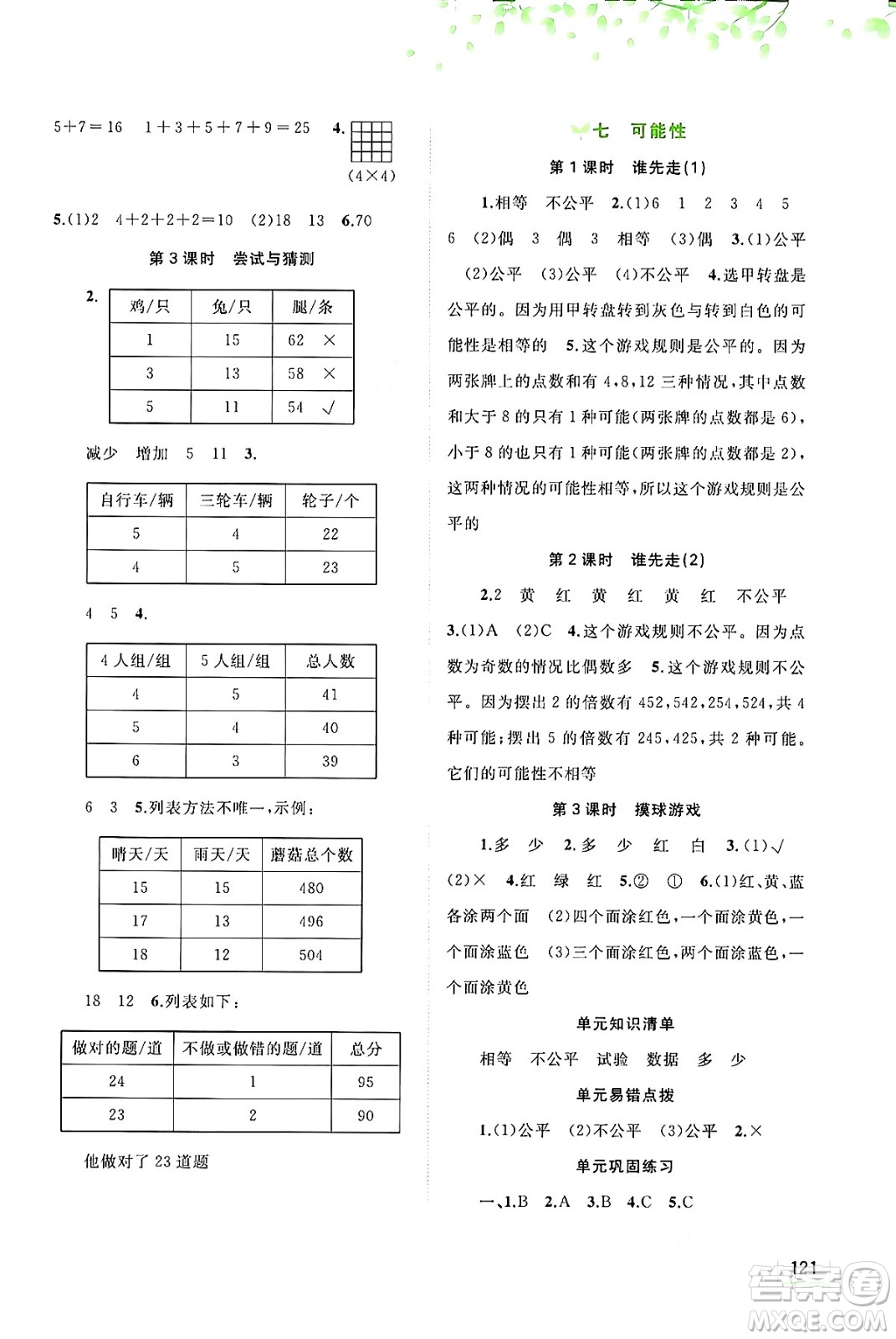 廣西教育出版社2024年秋新課程學(xué)習(xí)與測評同步學(xué)習(xí)五年級數(shù)學(xué)上冊北師大版答案