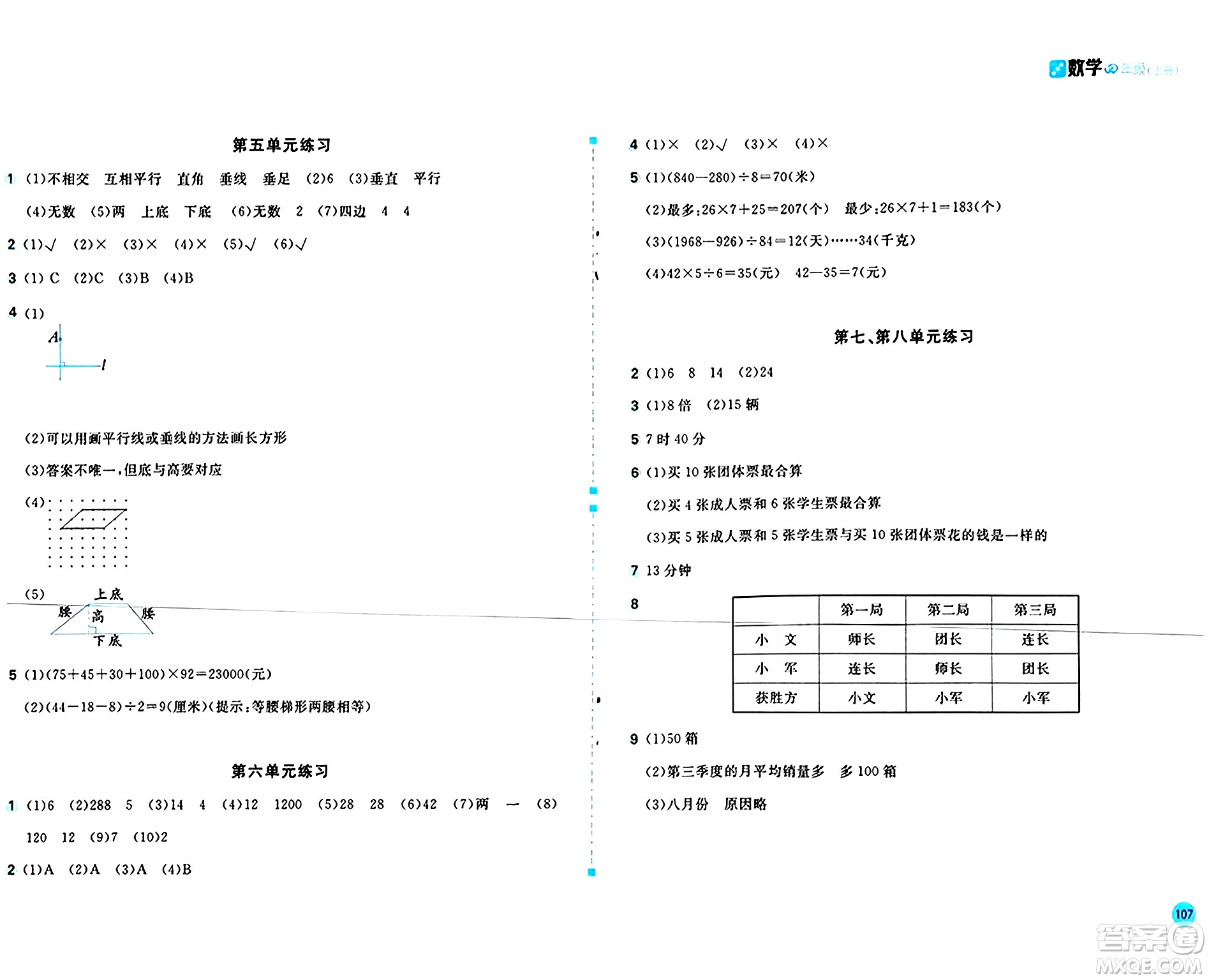 安徽少年兒童出版社2024年秋新編基礎(chǔ)訓練四年級數(shù)學上冊人教版答案