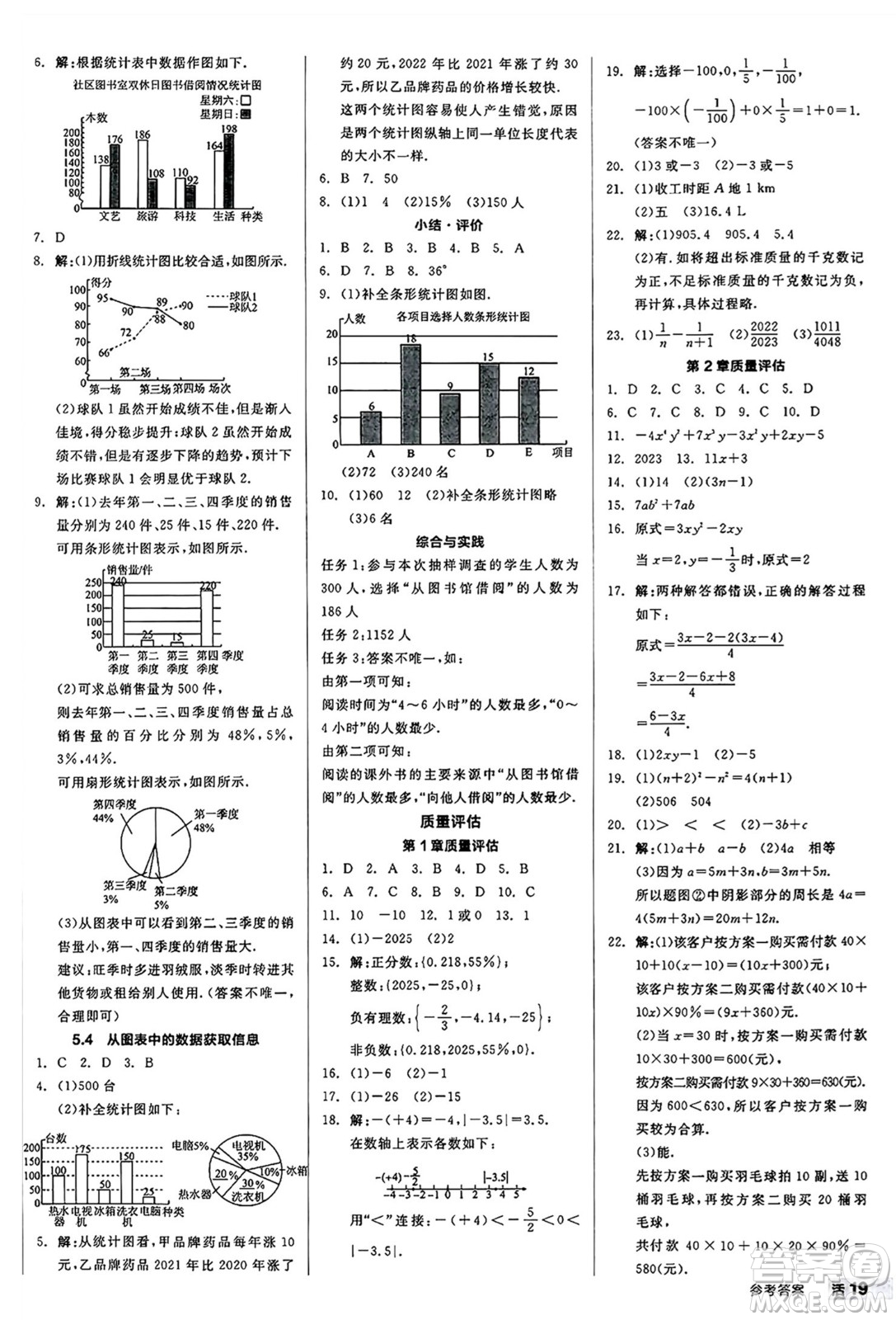 陽光出版社2024秋全品作業(yè)本七年級(jí)數(shù)學(xué)上冊(cè)滬科版安徽專版答案