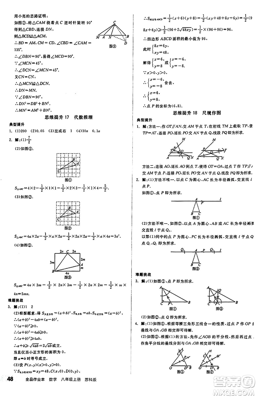 陽(yáng)光出版社2024秋全品作業(yè)本八年級(jí)數(shù)學(xué)上冊(cè)蘇科版江蘇專版答案